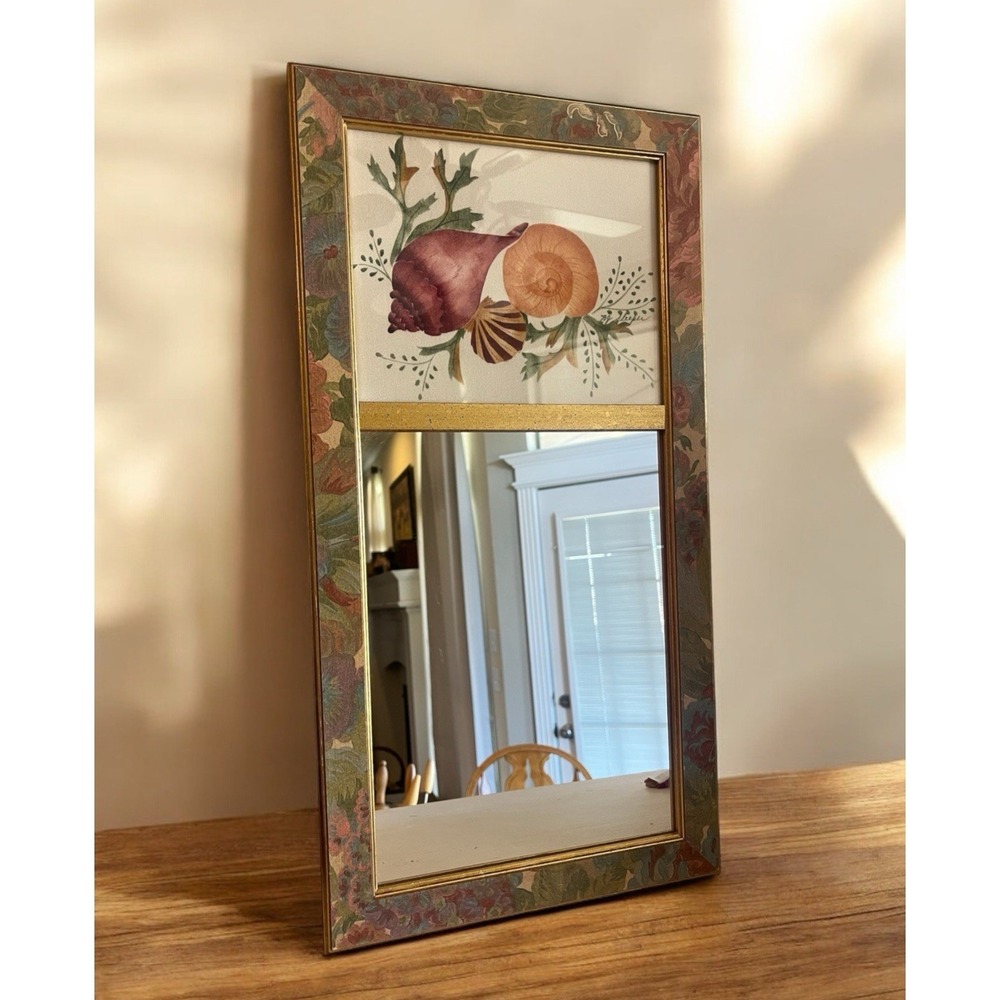 B.J. Sleeper Framed Theorem Painting Shells Seaweed Signed Mirror Vintage 21x11
